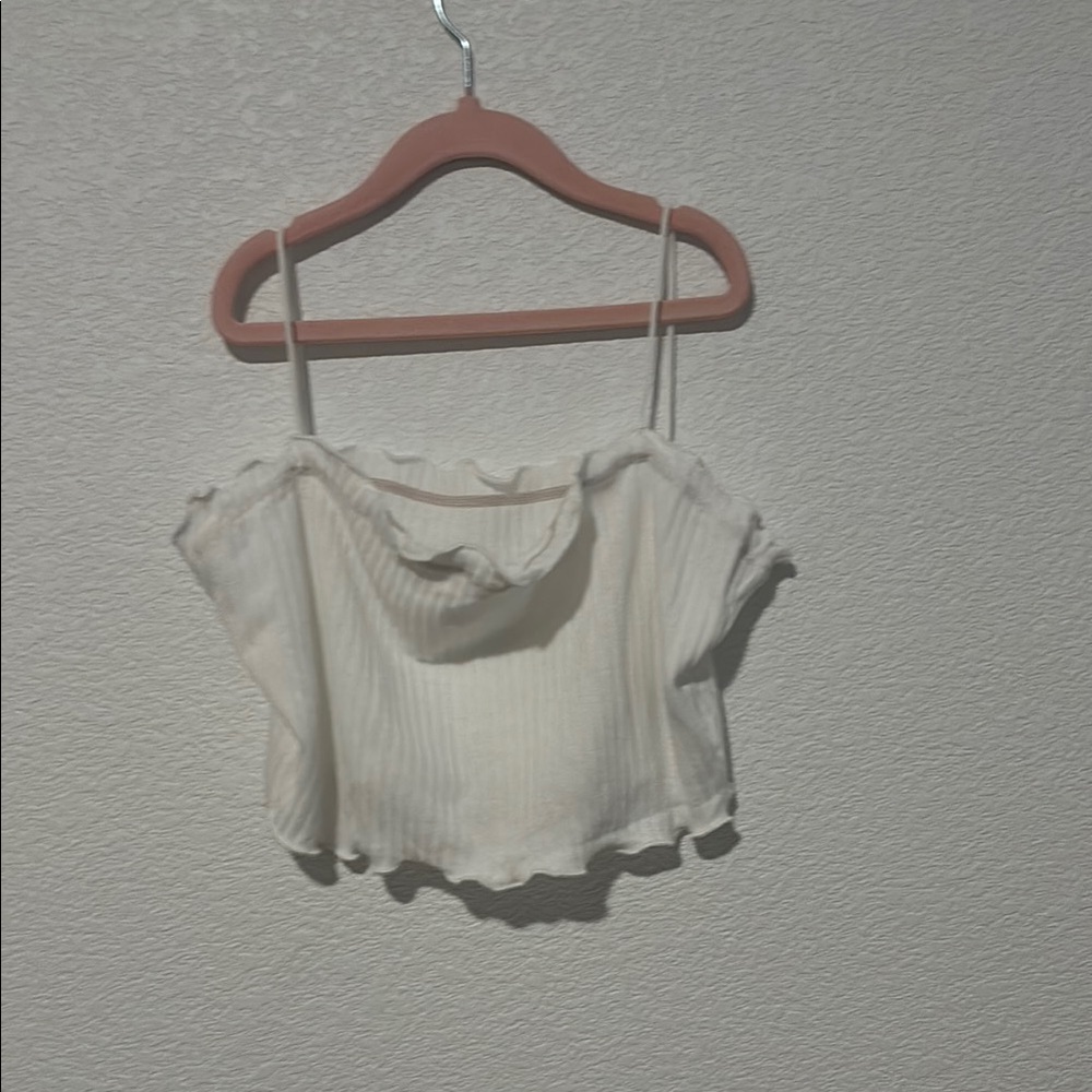 White Ruffled Women's Top